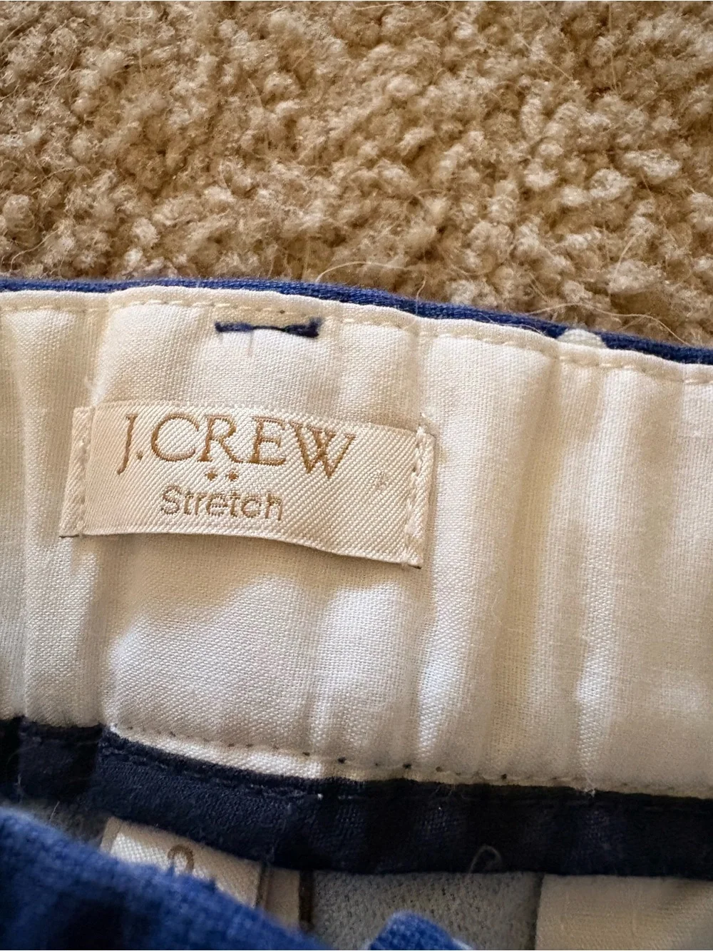 J. Crew Cream and Navy Stretch Waistband Pants
